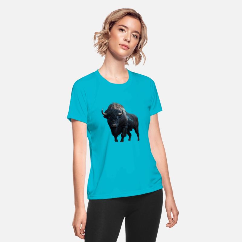 Majestic bison black with lightning bolts buffalo