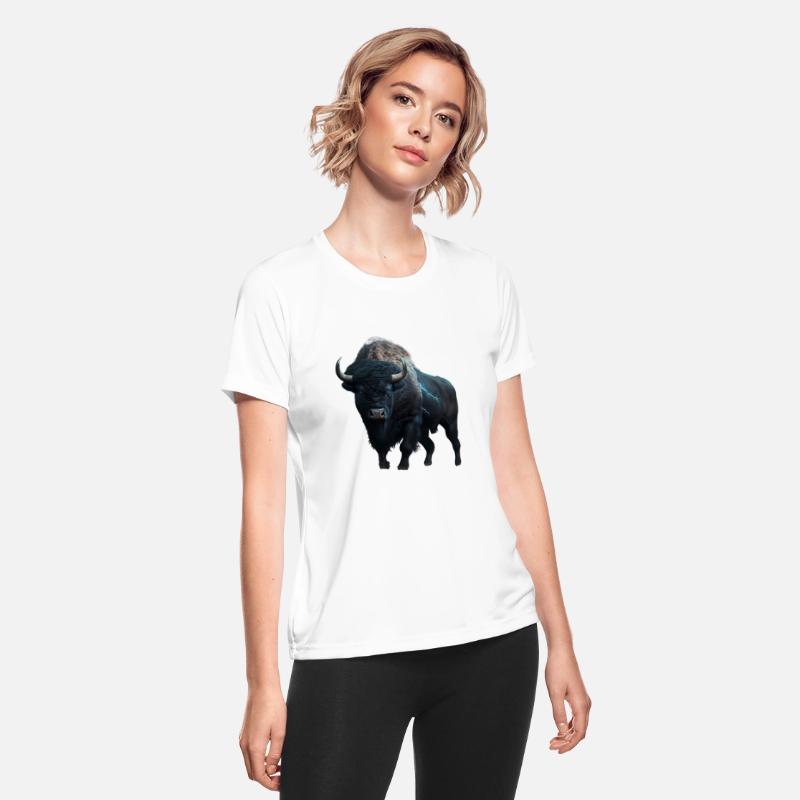 Majestic bison black with lightning bolts buffalo