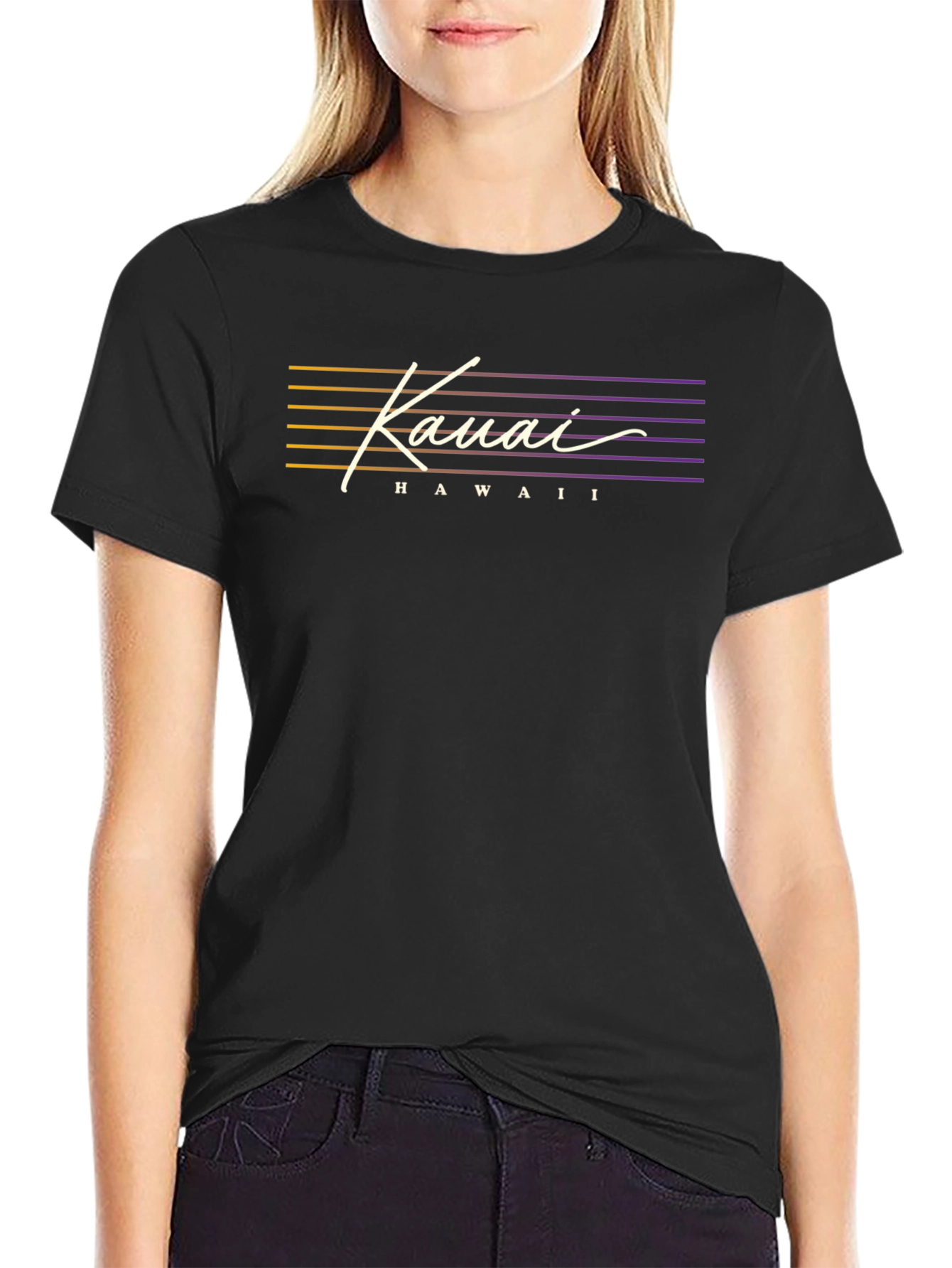 Kauai Hawaii Graphic Tee - Retro Style Black T-Shirt