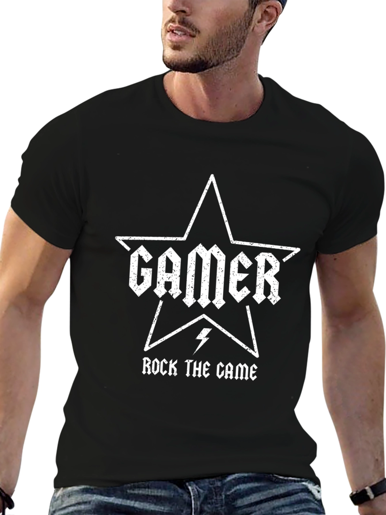 Gamer Rock the Game Black T-Shirt