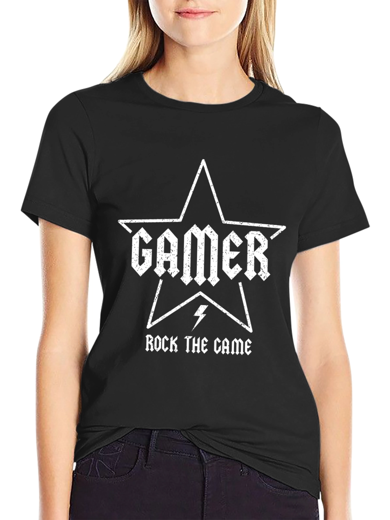 Gamer Rock the Game Black T-Shirt
