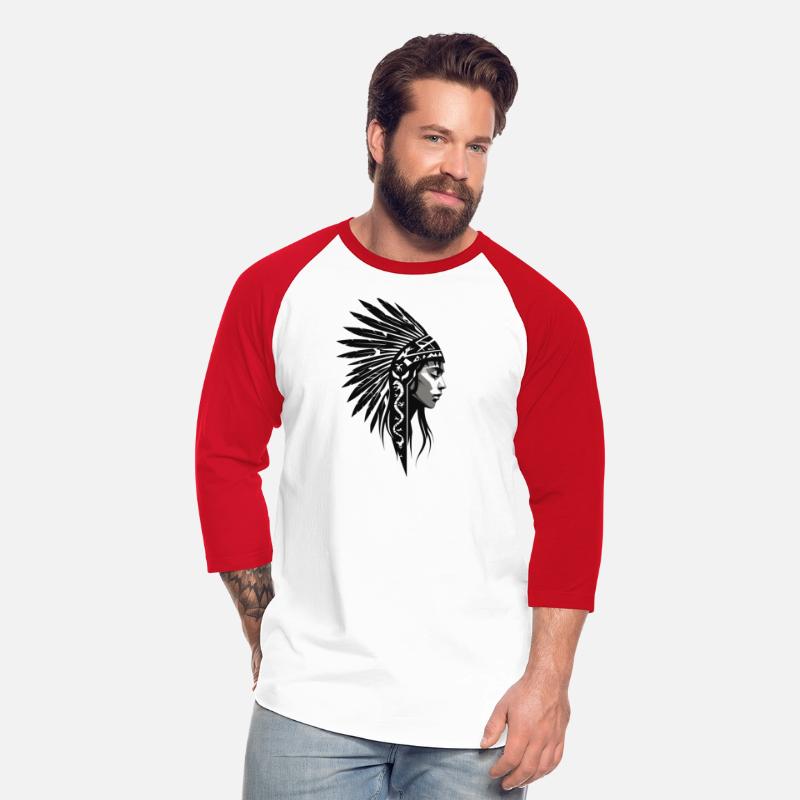 Minimalistic Red Indian Profile Illustration
