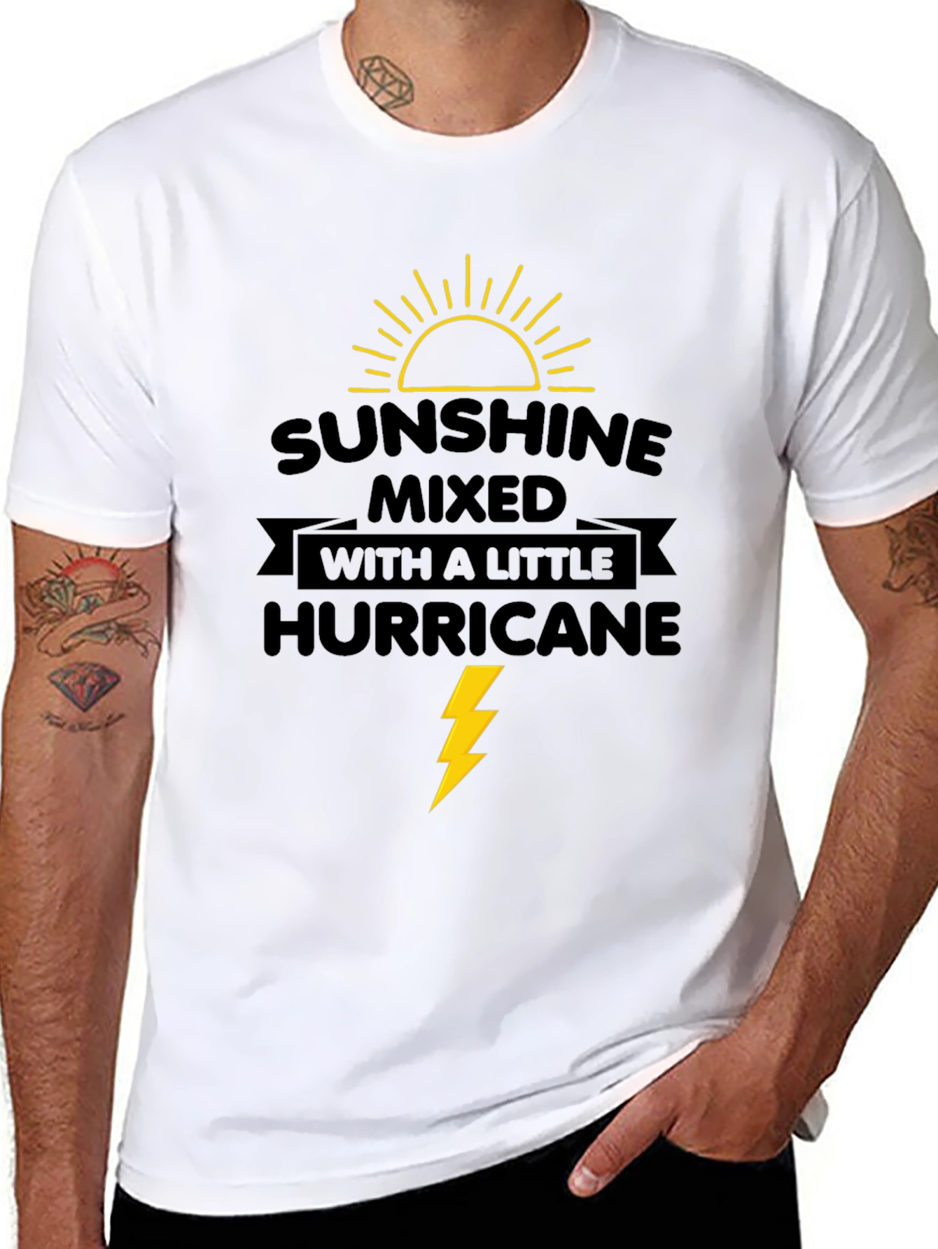 Sunshine Hurricane Graphic T-Shirt - Mens Black Tee