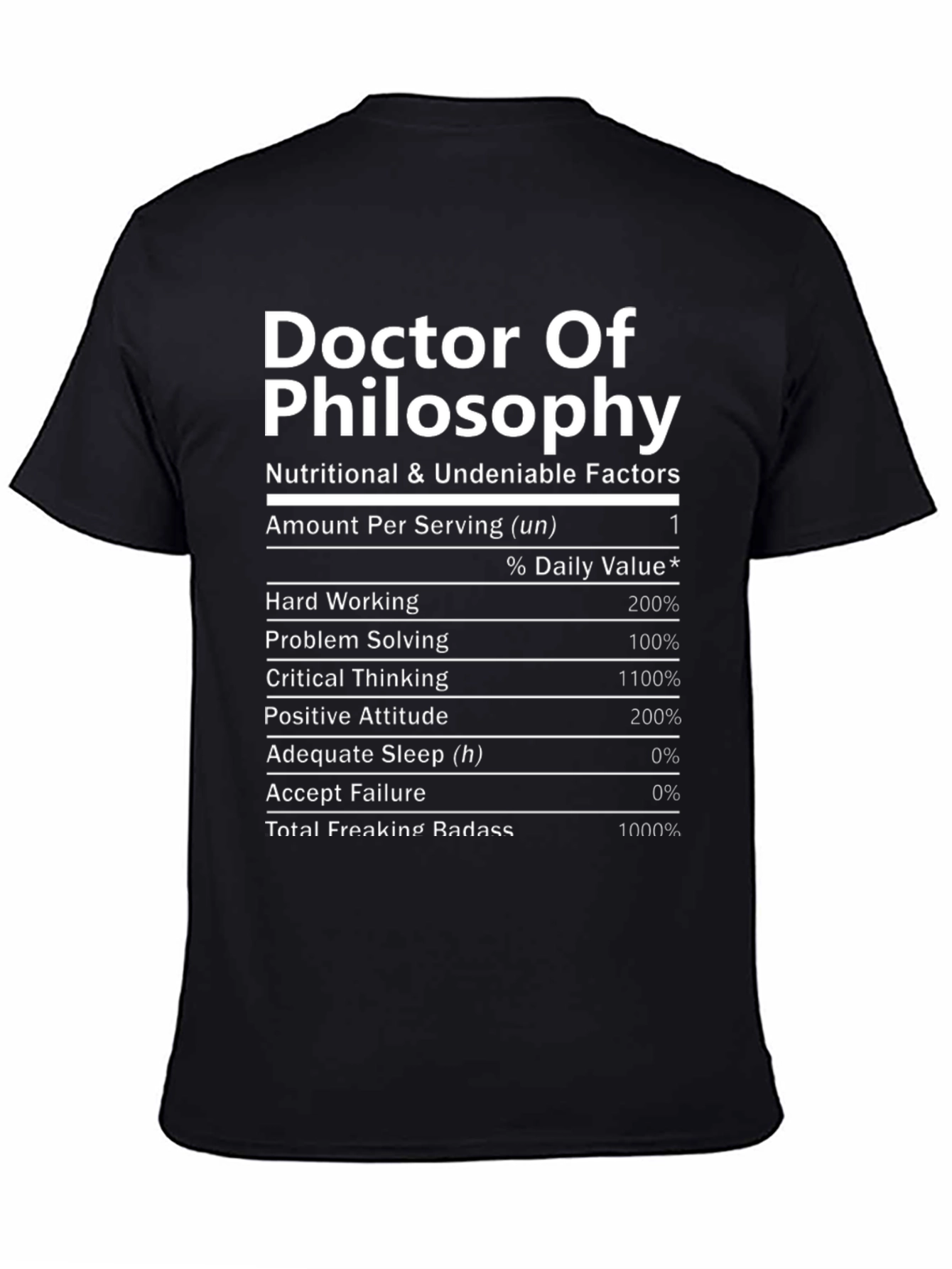 Doctor of Philosophy Nutrition Facts T-Shirt