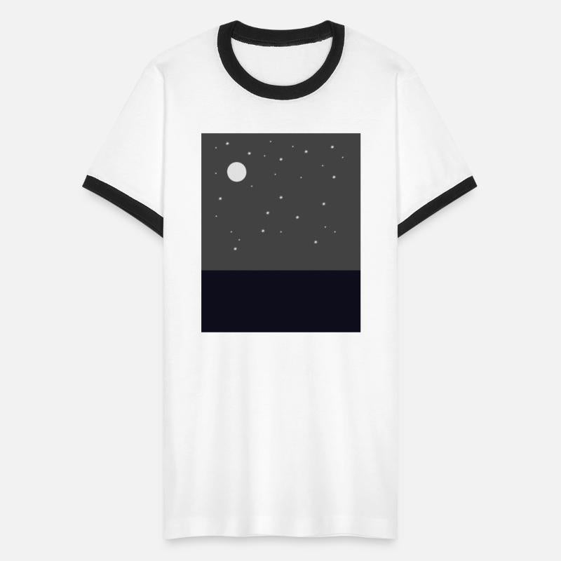 Moon Stars and Night sky Overlooking body of water