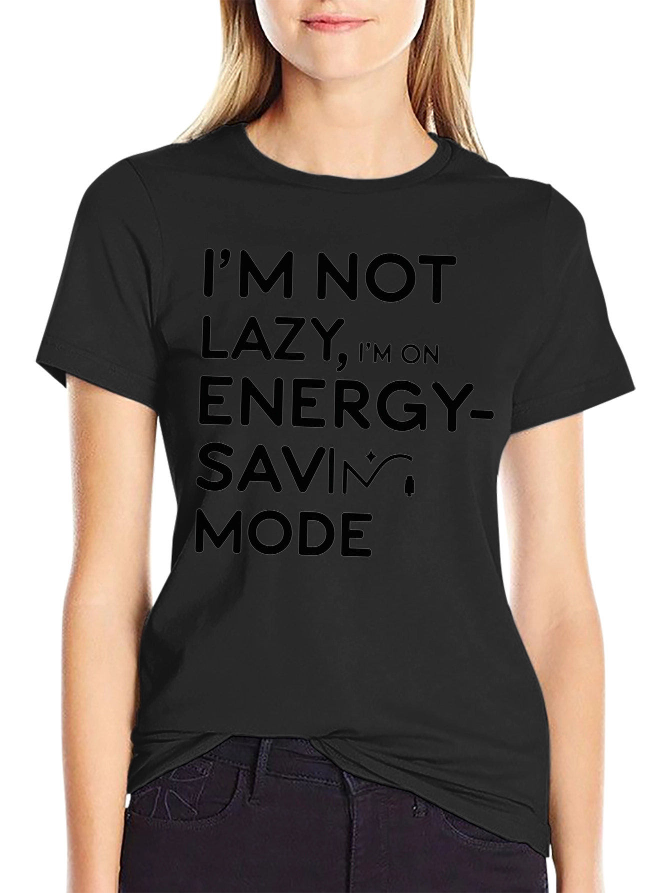 Funny Im Not Lazy Energy Saving Mode Black T-Shirt