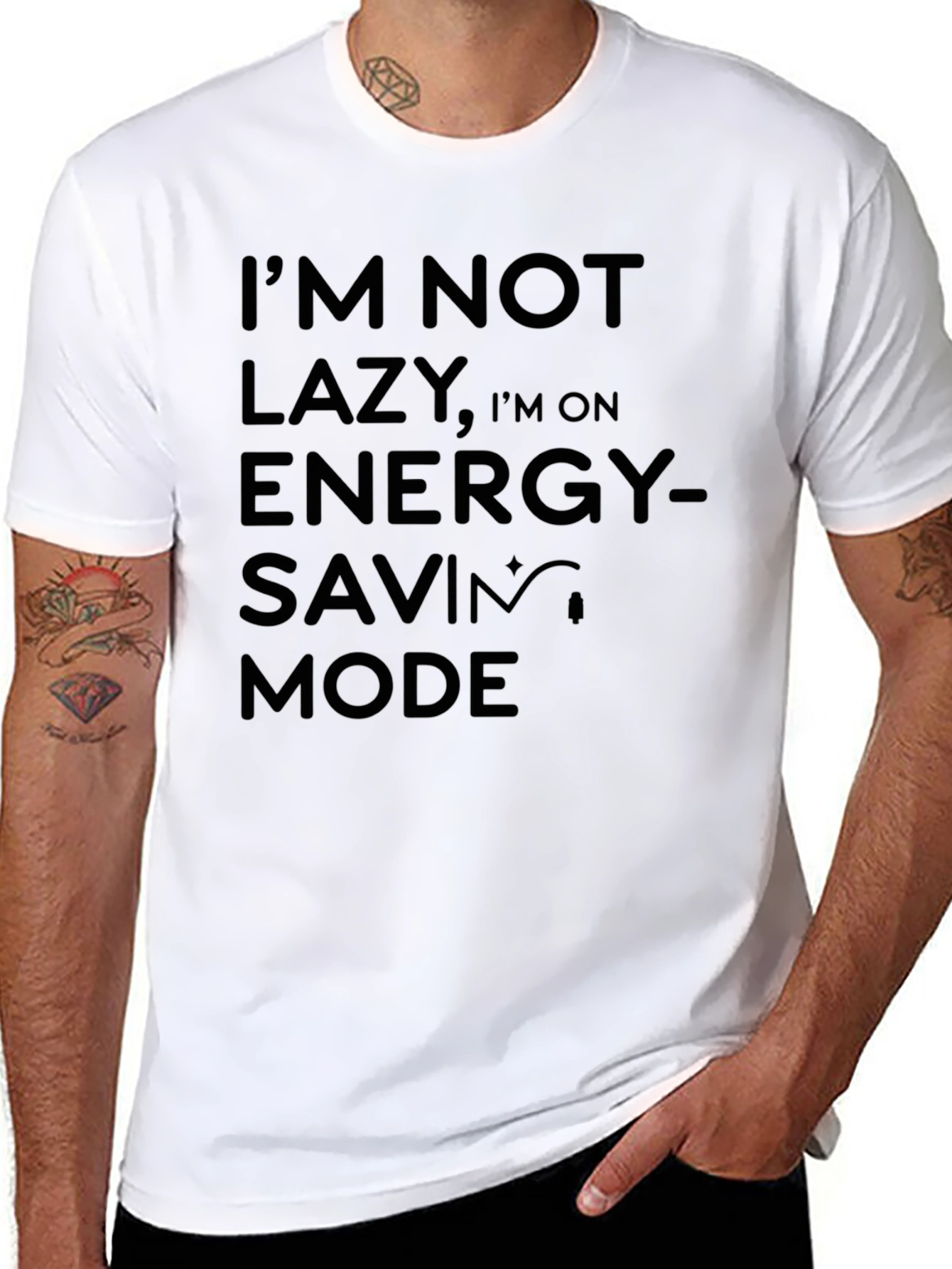 Funny Im Not Lazy Energy Saving Mode Black T-Shirt