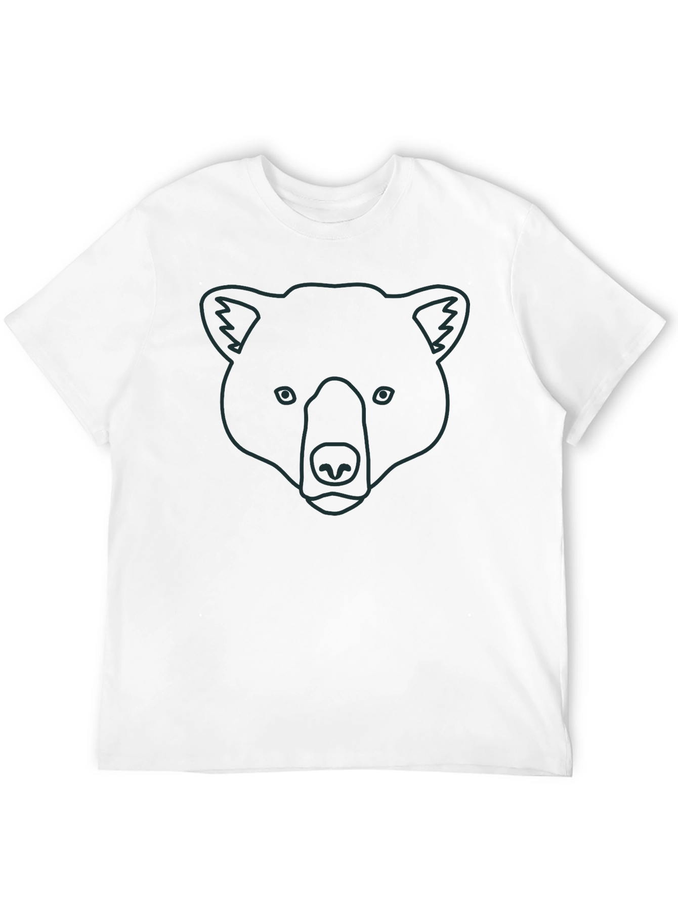 Bear Outline Graphic Tee - Unisex Black Cotton T-Shirt