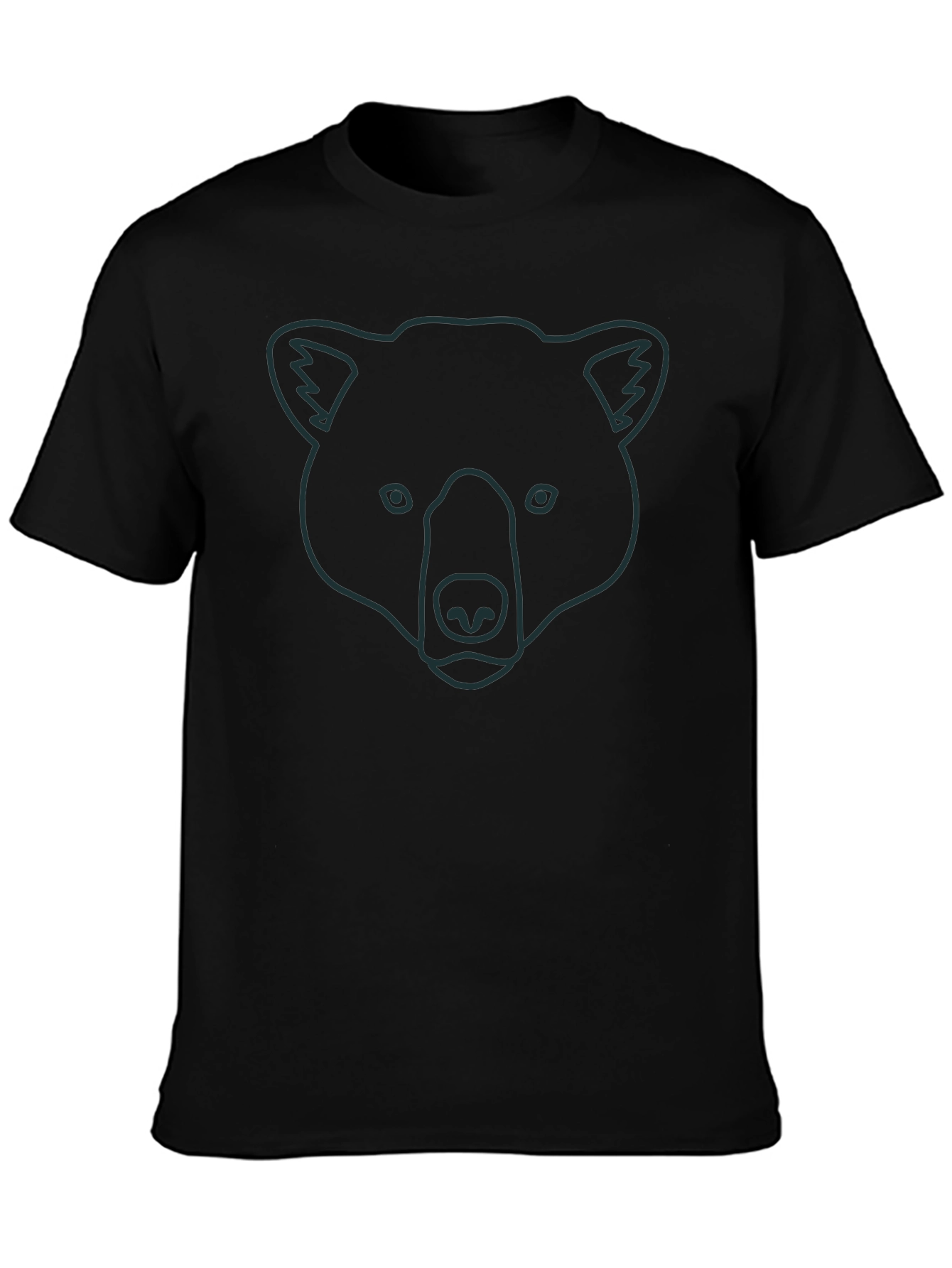 Bear Outline Graphic Tee - Unisex Black Cotton T-Shirt