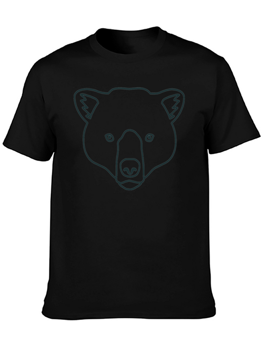 Bear Outline Graphic Tee - Unisex Black Cotton T-Shirt
