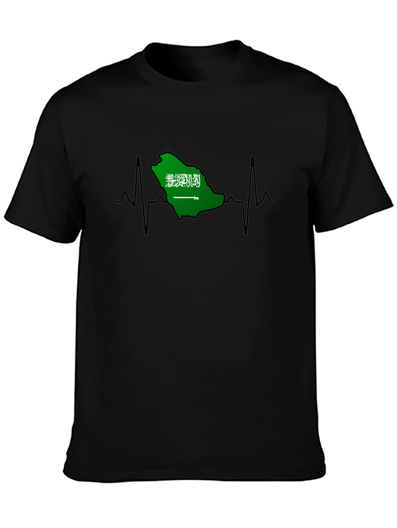 Saudi Arabia Heartbeat T-Shirt - Black