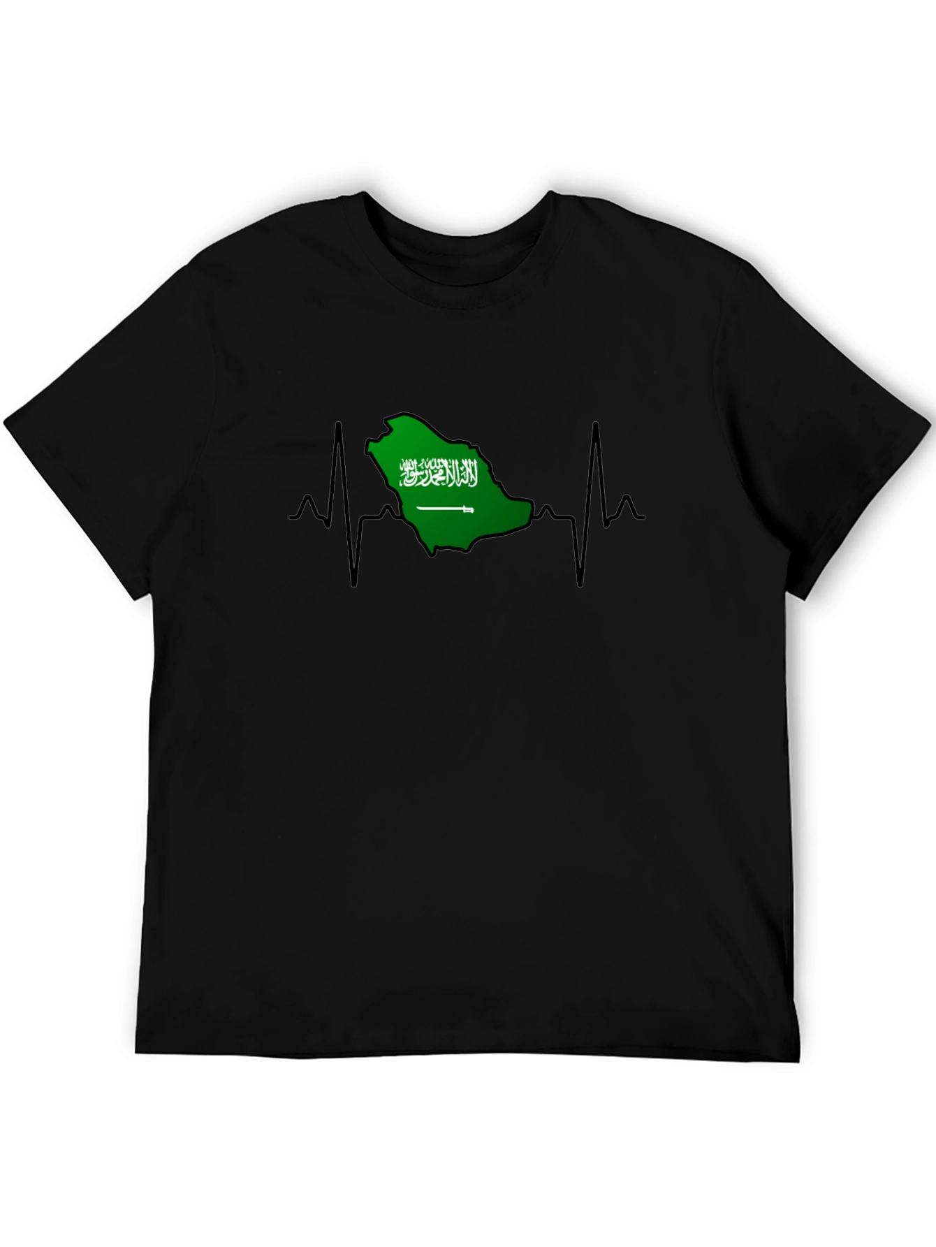 Saudi Arabia Heartbeat T-Shirt - Black