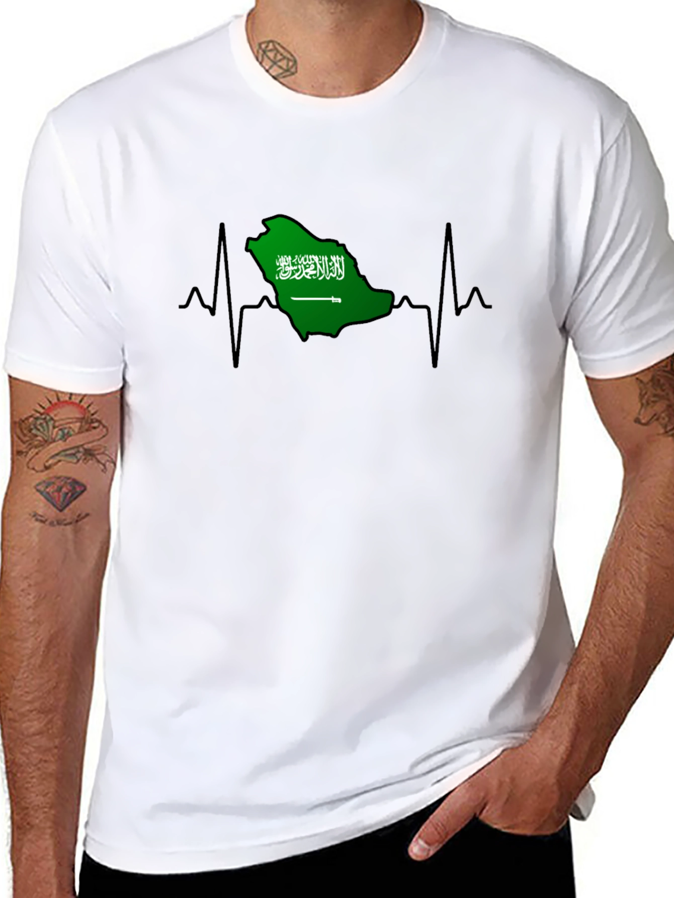 Saudi Arabia Heartbeat T-Shirt - Black