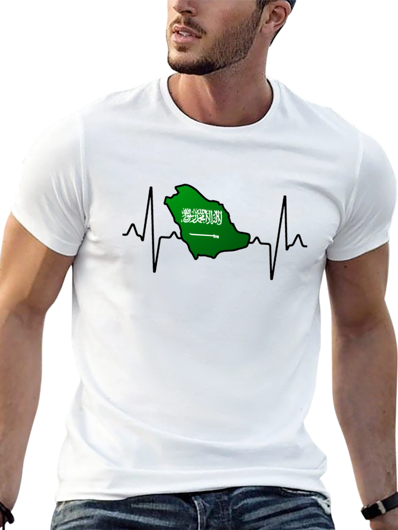 Saudi Arabia Heartbeat T-Shirt - Black