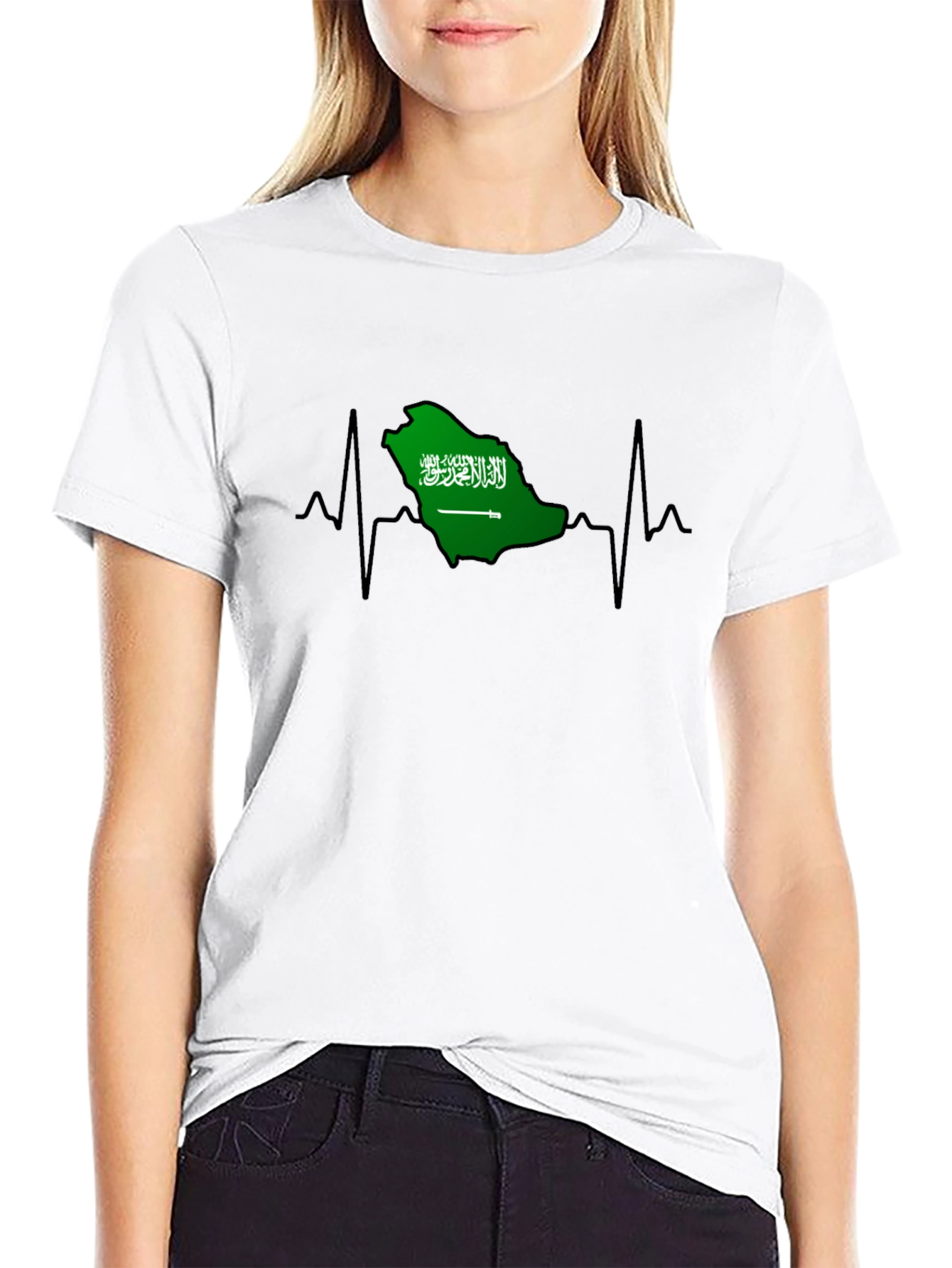 Saudi Arabia Heartbeat T-Shirt - Black