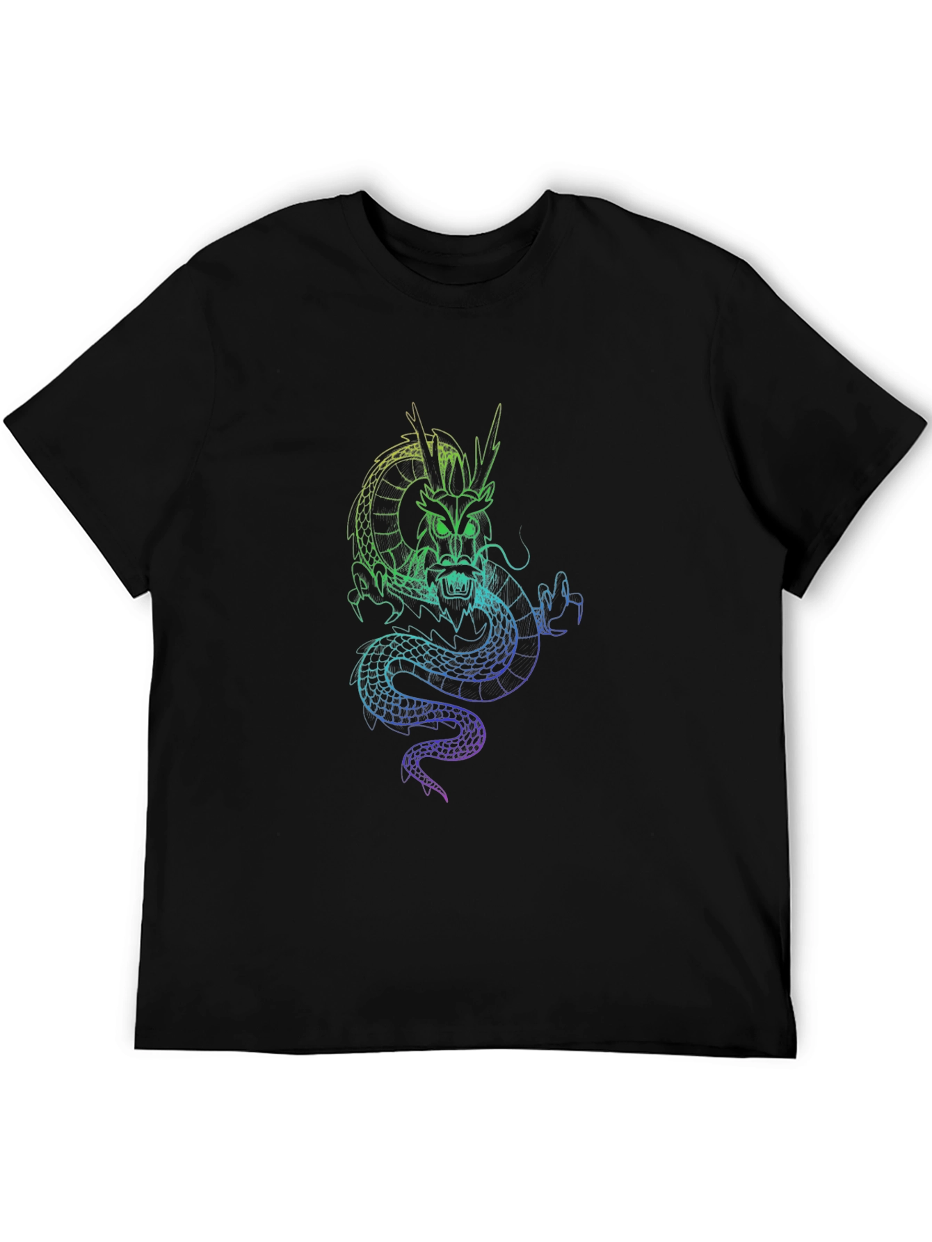 Dragon Graphic Black T-Shirt - Unique Neon Design