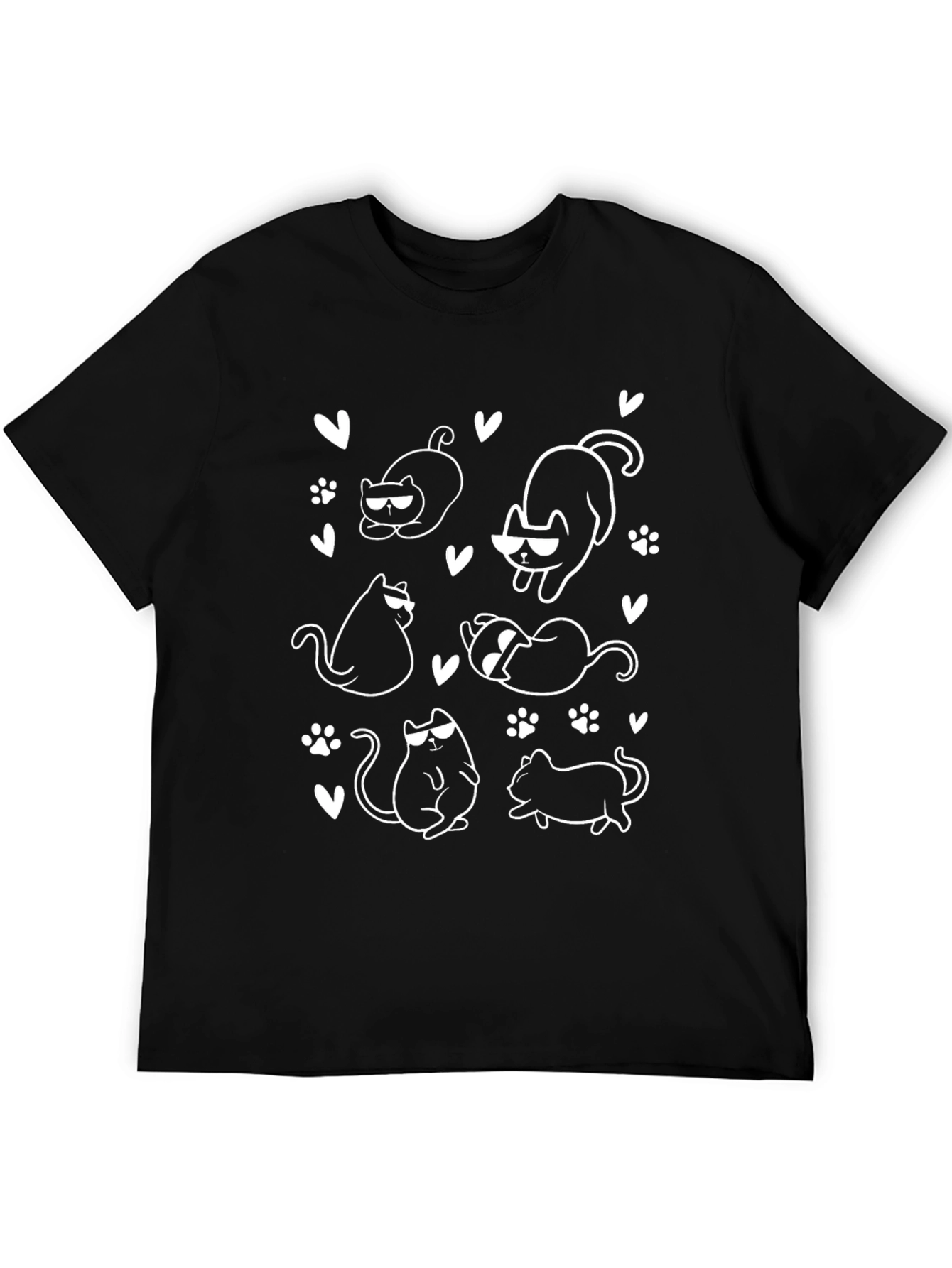 Cool Cats Graphic Tee - Black Cotton Shirt
