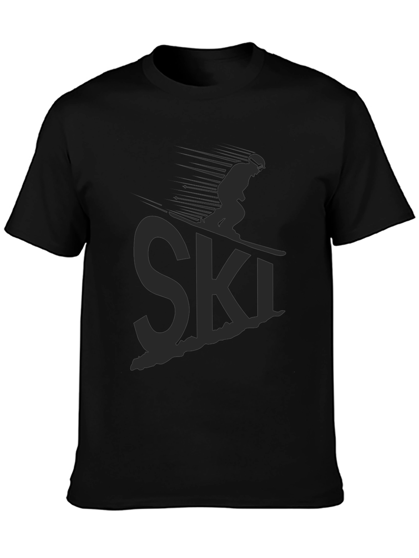 Mens Black Ski Graphic T-Shirt