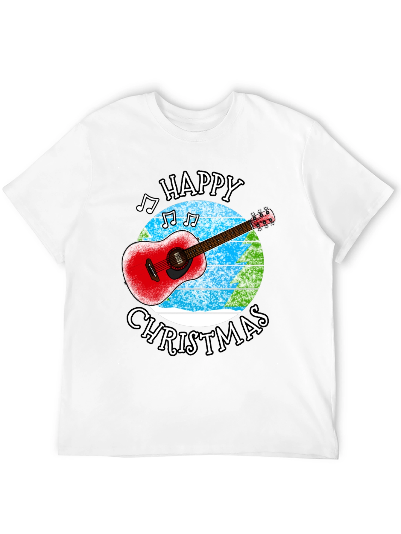 Happy Christmas Guitar Graphic T-Shirt