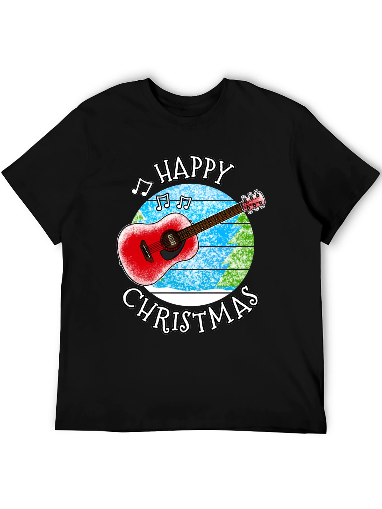 Happy Christmas Guitar Graphic T-Shirt