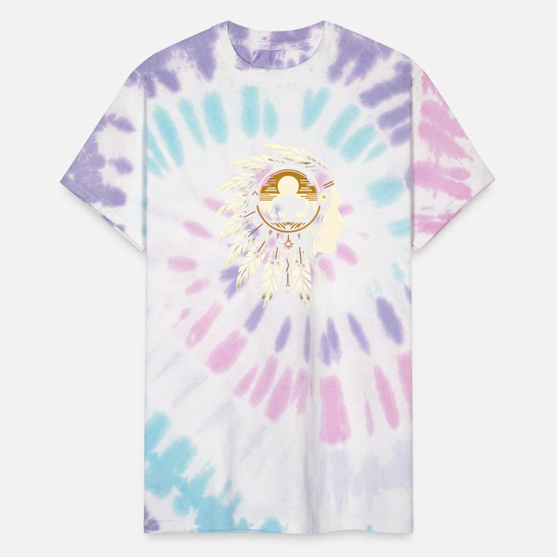 native american feather head in sunset style