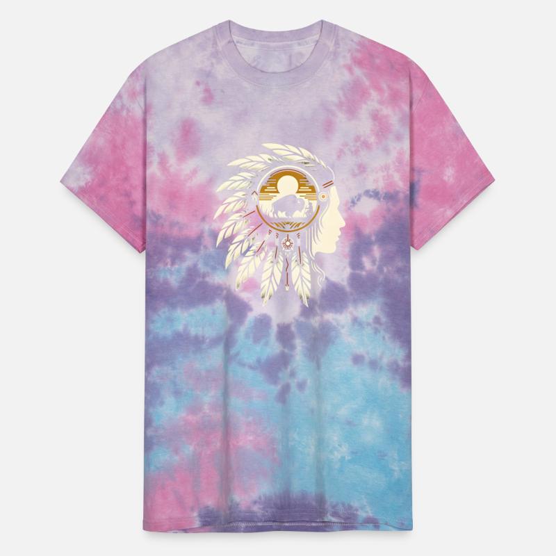 native american feather head in sunset style