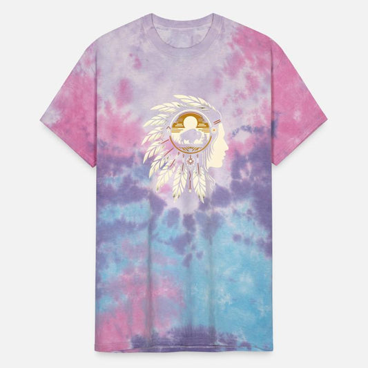 native american feather head in sunset style