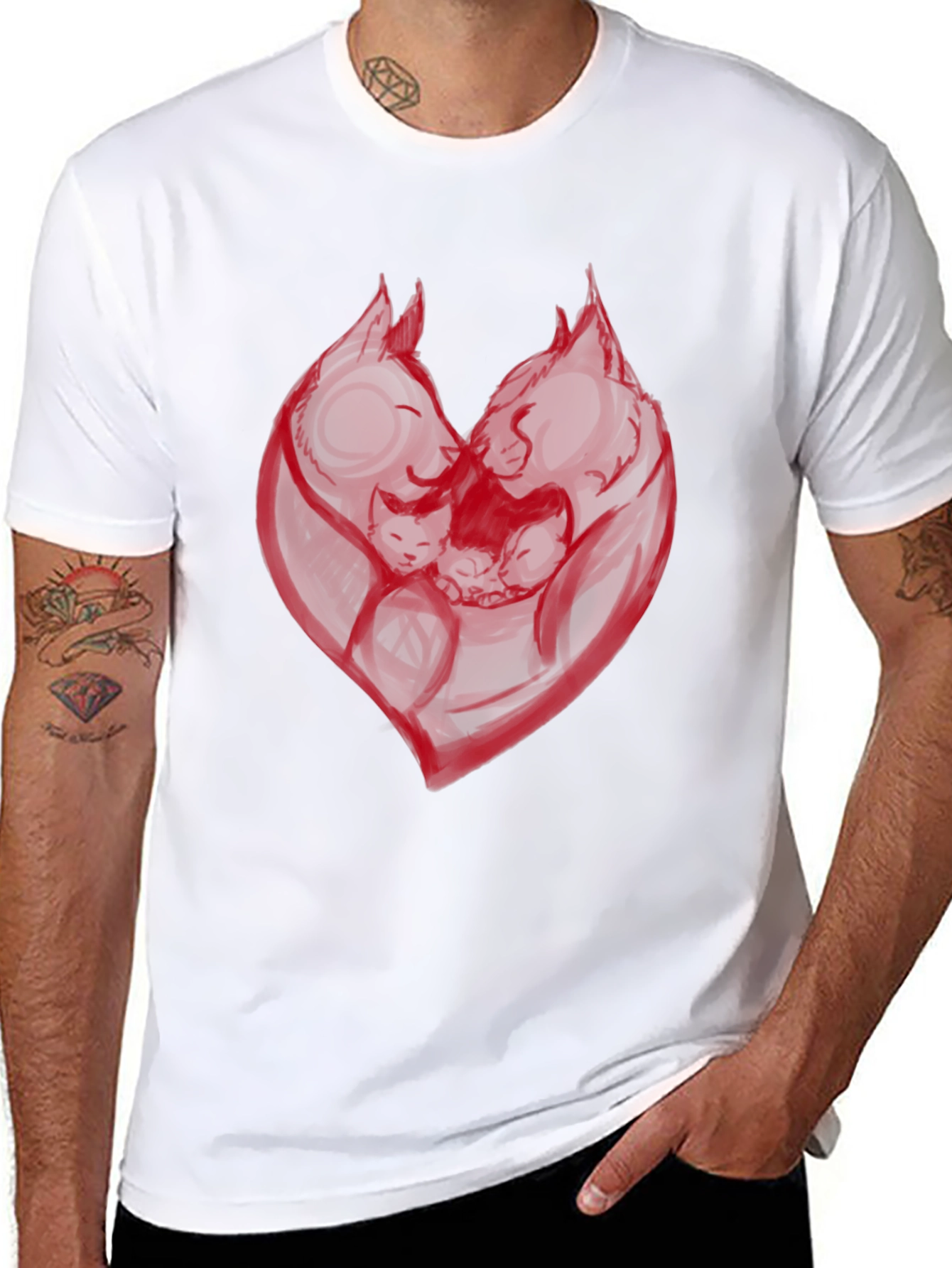 Red Heart Graphic Black T-Shirt