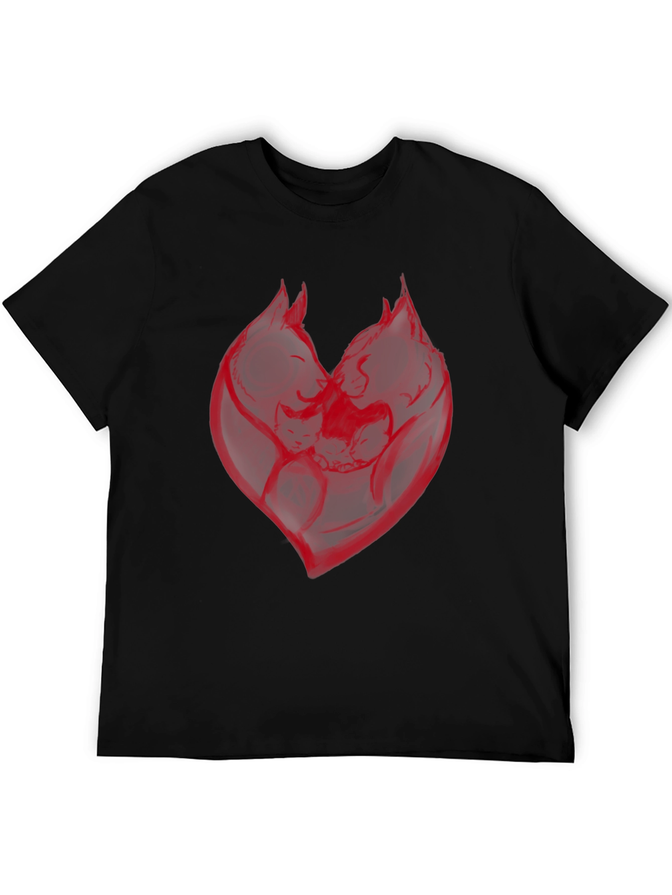 Red Heart Graphic Black T-Shirt