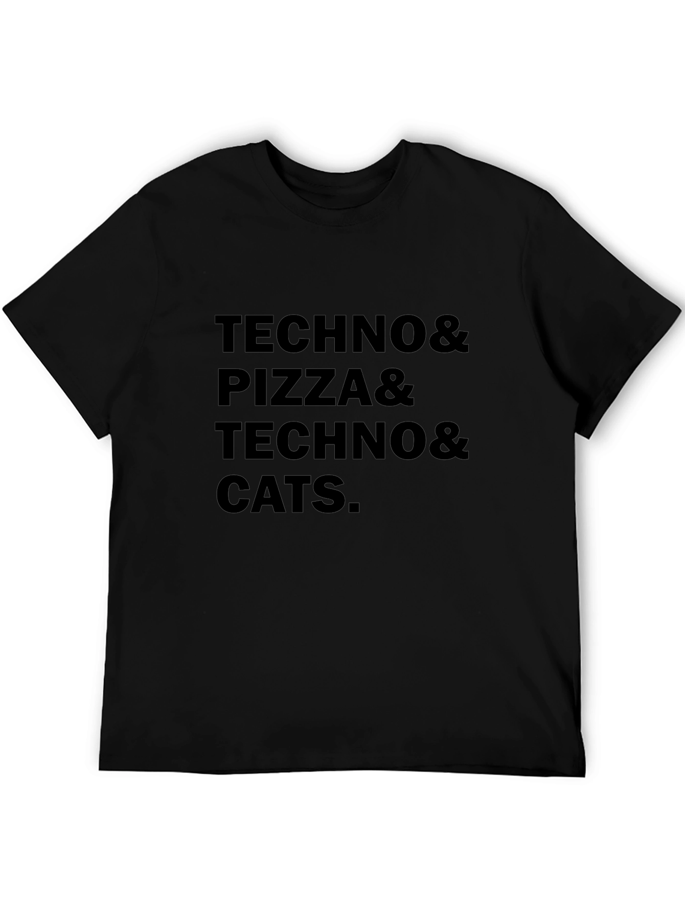 Techno Pizza Cats Graphic Tee - Black