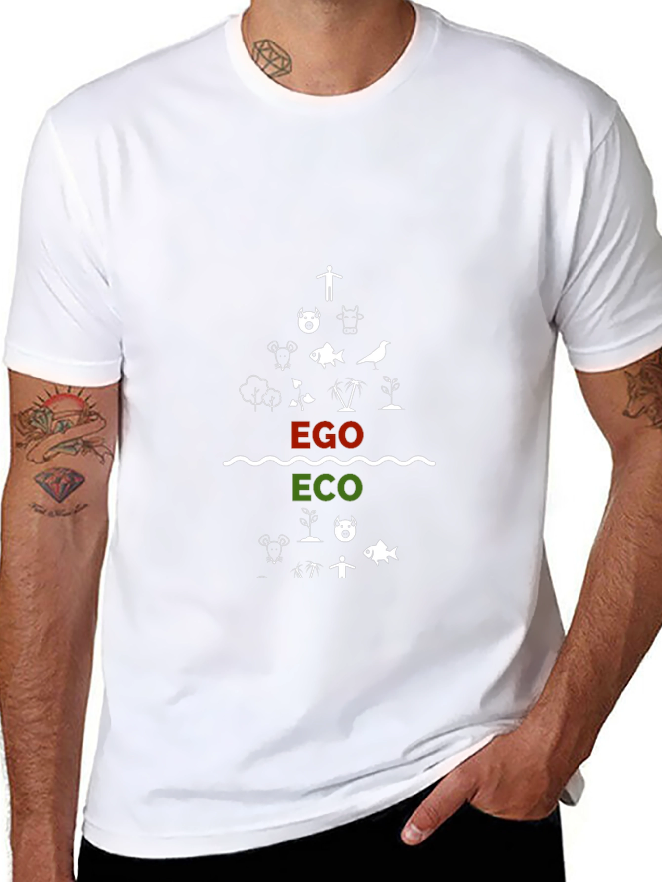 Ego vs Eco Graphic Tee - Black Cotton T-Shirt