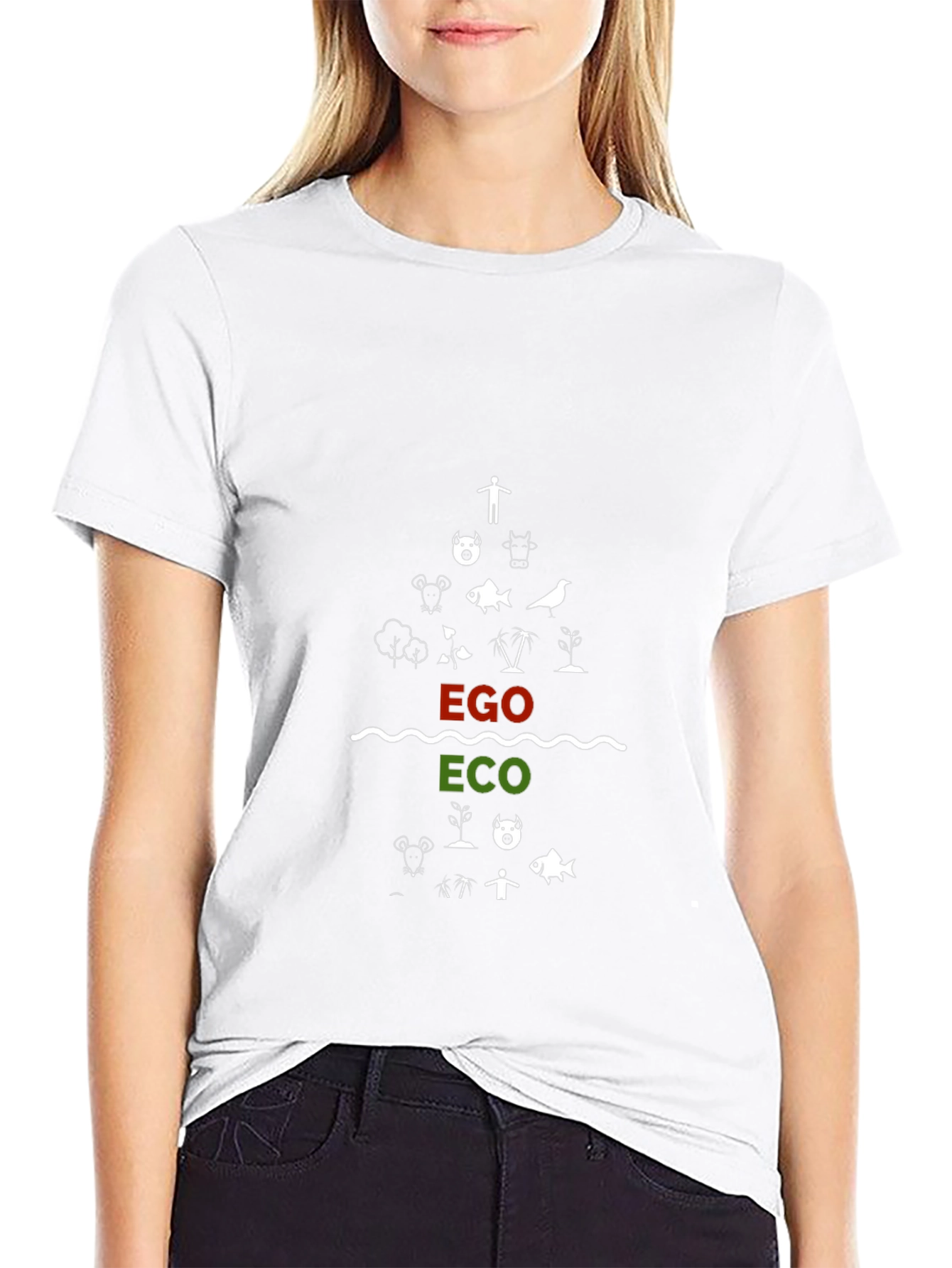 Ego vs Eco Graphic Tee - Black Cotton T-Shirt