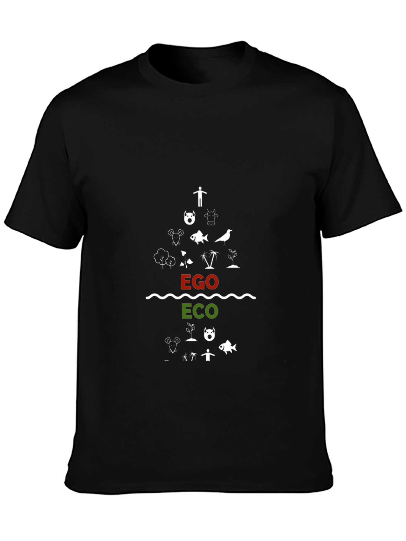 Ego vs Eco Graphic Tee - Black Cotton T-Shirt