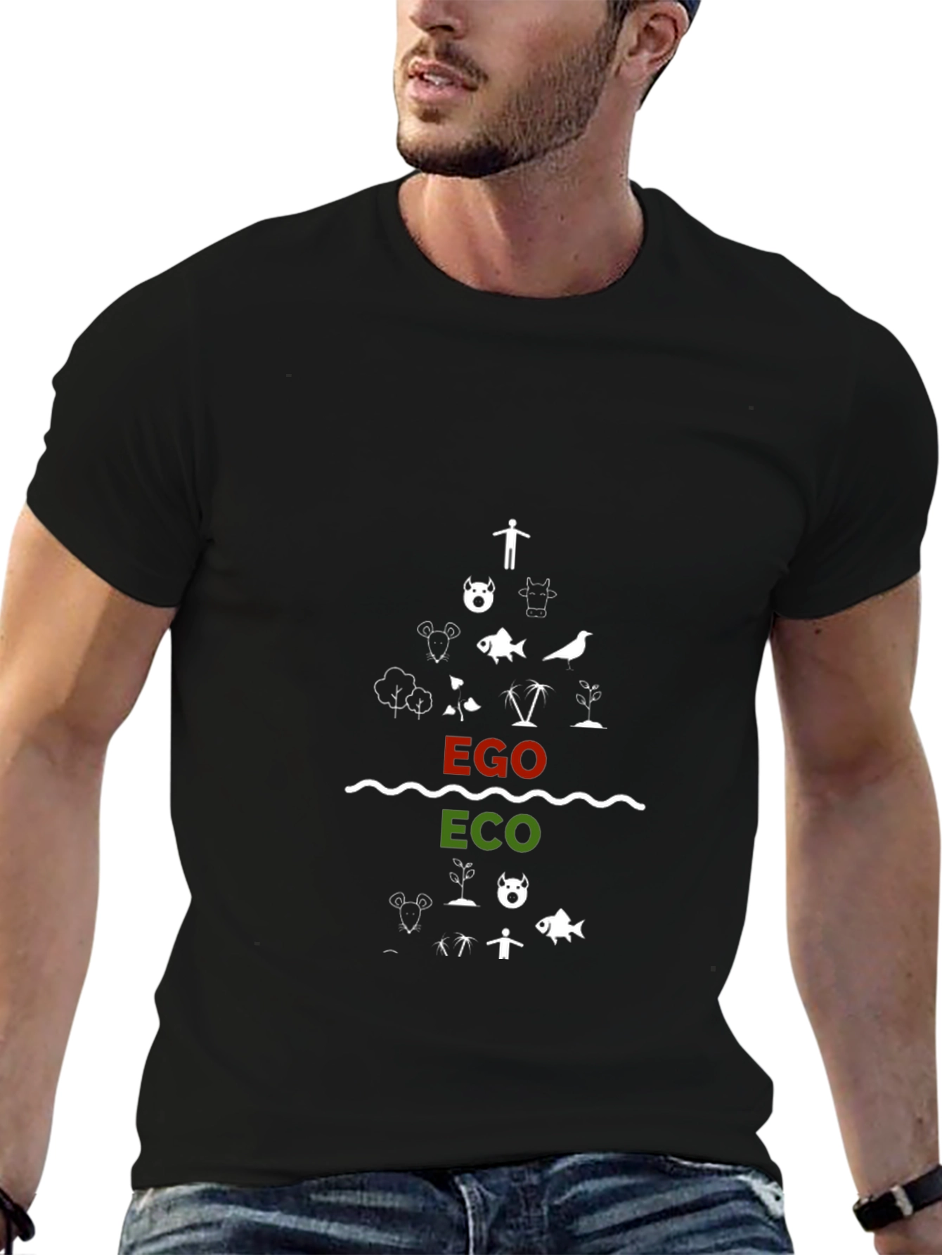 Ego vs Eco Graphic Tee - Black Cotton T-Shirt