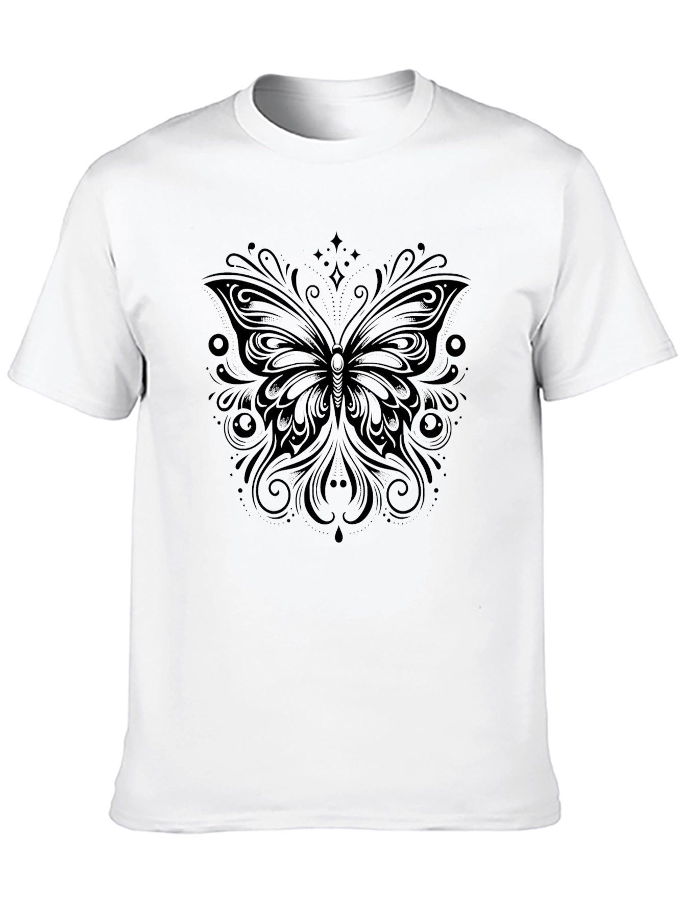 Butterfly Graphic Print Mens Black T-Shirt