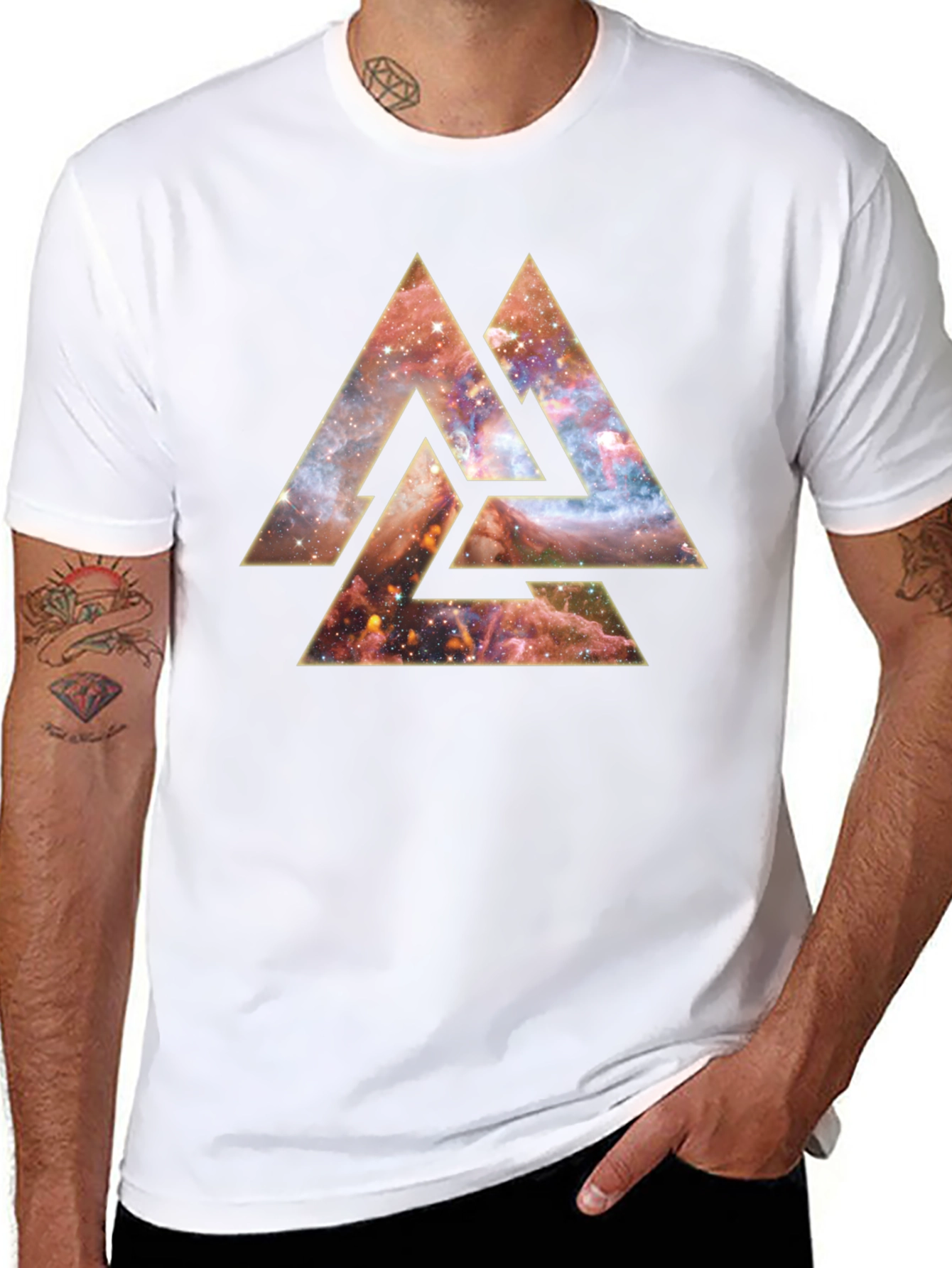Cosmic Valknut T-Shirt - Norse Pagan Symbol