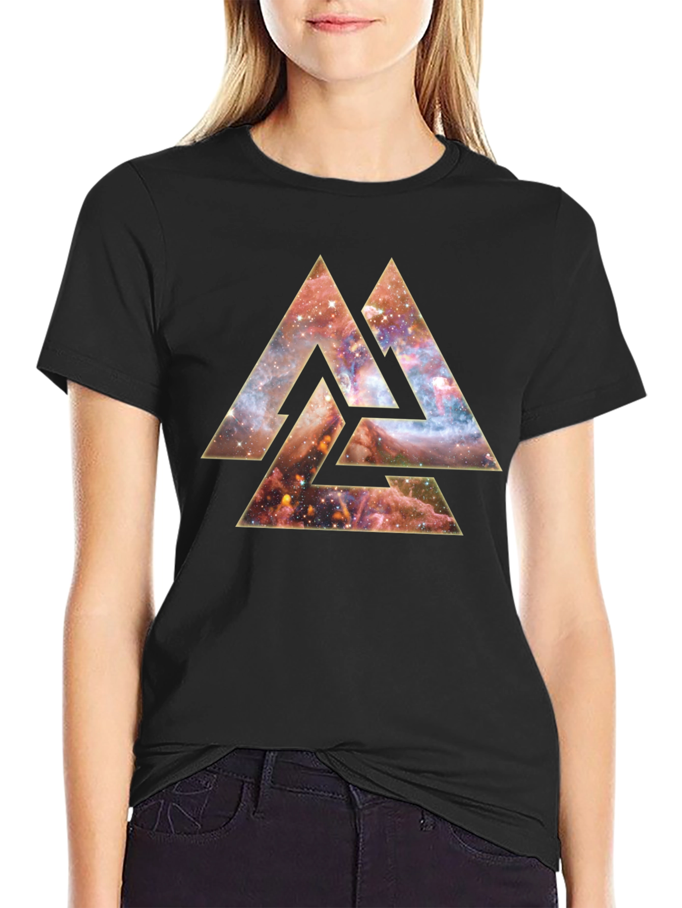 Cosmic Valknut T-Shirt - Norse Pagan Symbol