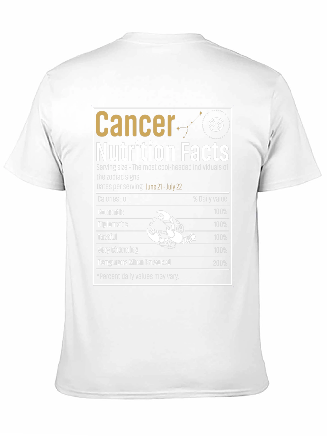 Cancer Zodiac Sign Nutrition Facts T-Shirt