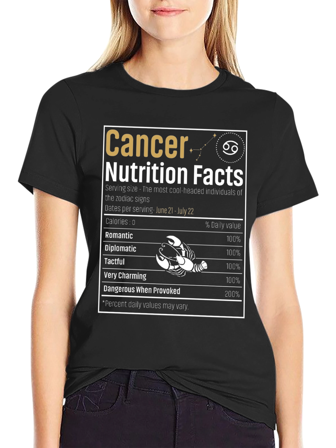 Cancer Zodiac Sign Nutrition Facts T-Shirt