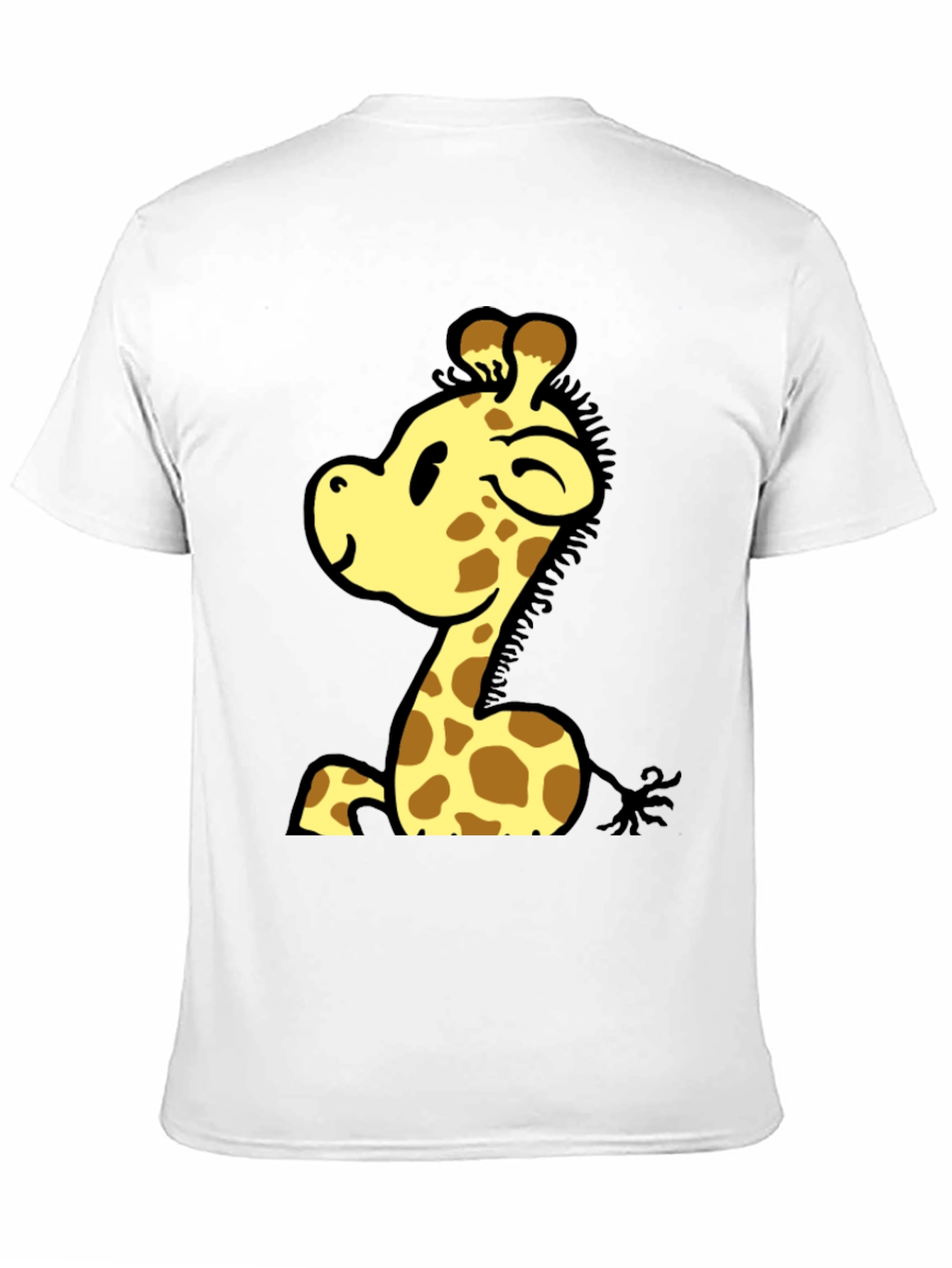 Cute Giraffe Cartoon Graphic Black T-Shirt
