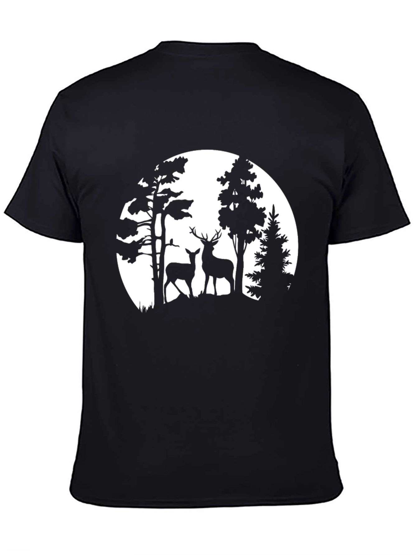Deer in Forest Silhouette Graphic Tee