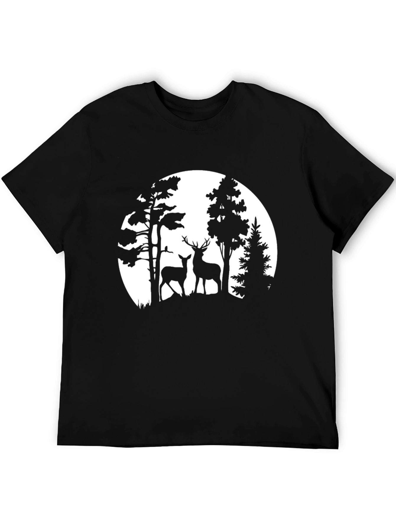 Deer in Forest Silhouette Graphic Tee
