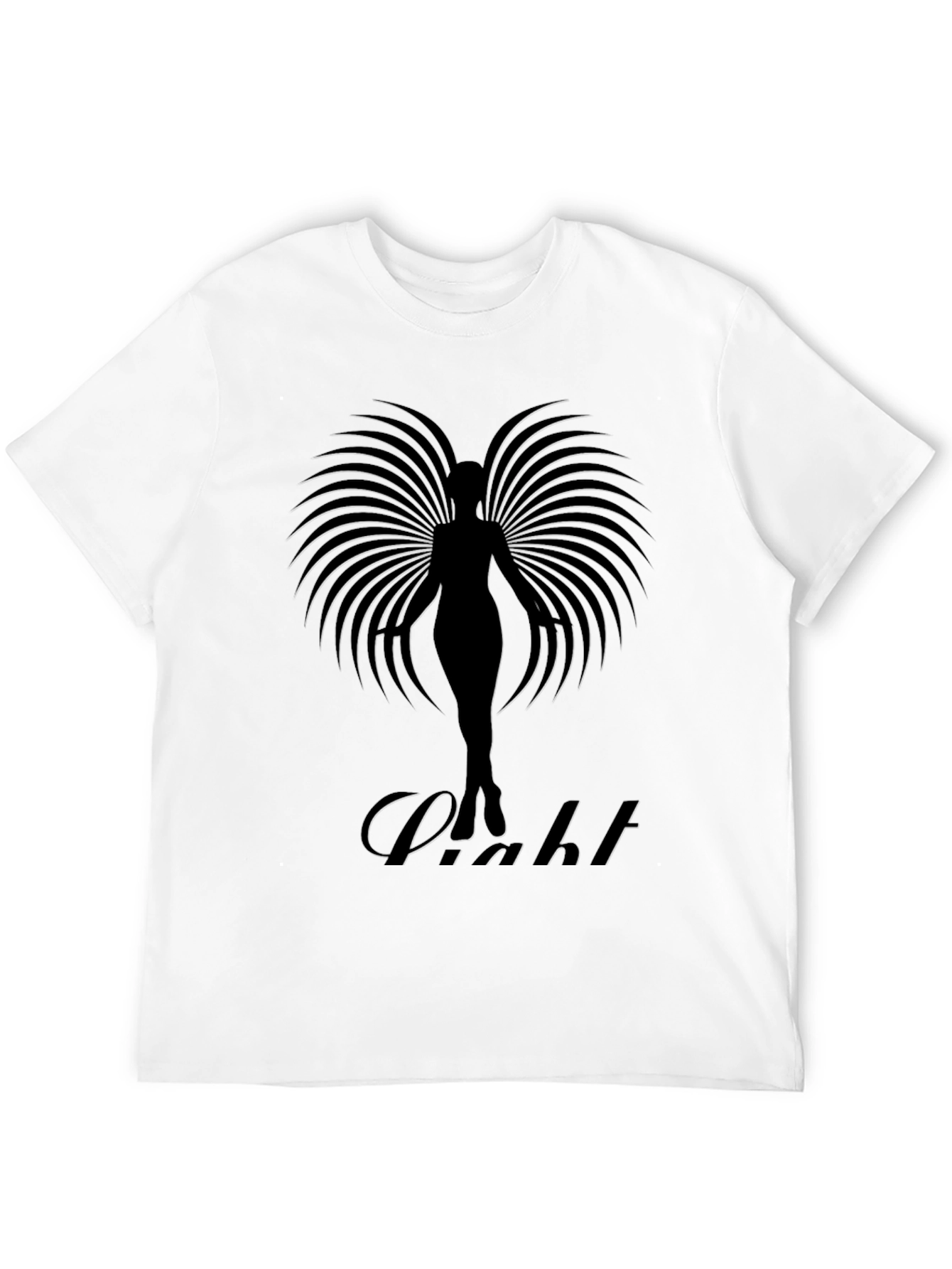 Elegant Black T-Shirt with Angel Wing Design