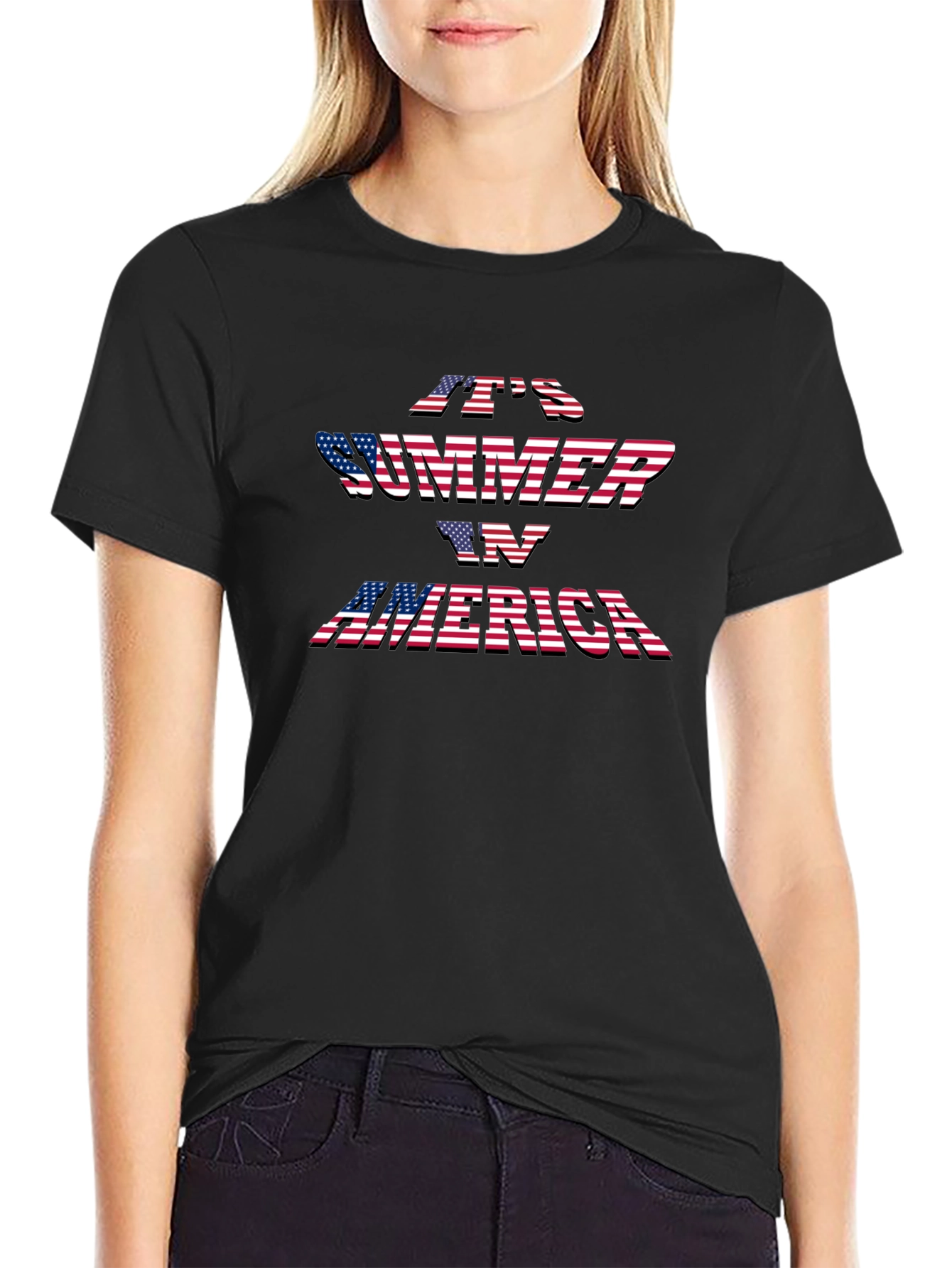 Its Summer in America Black T-Shirt