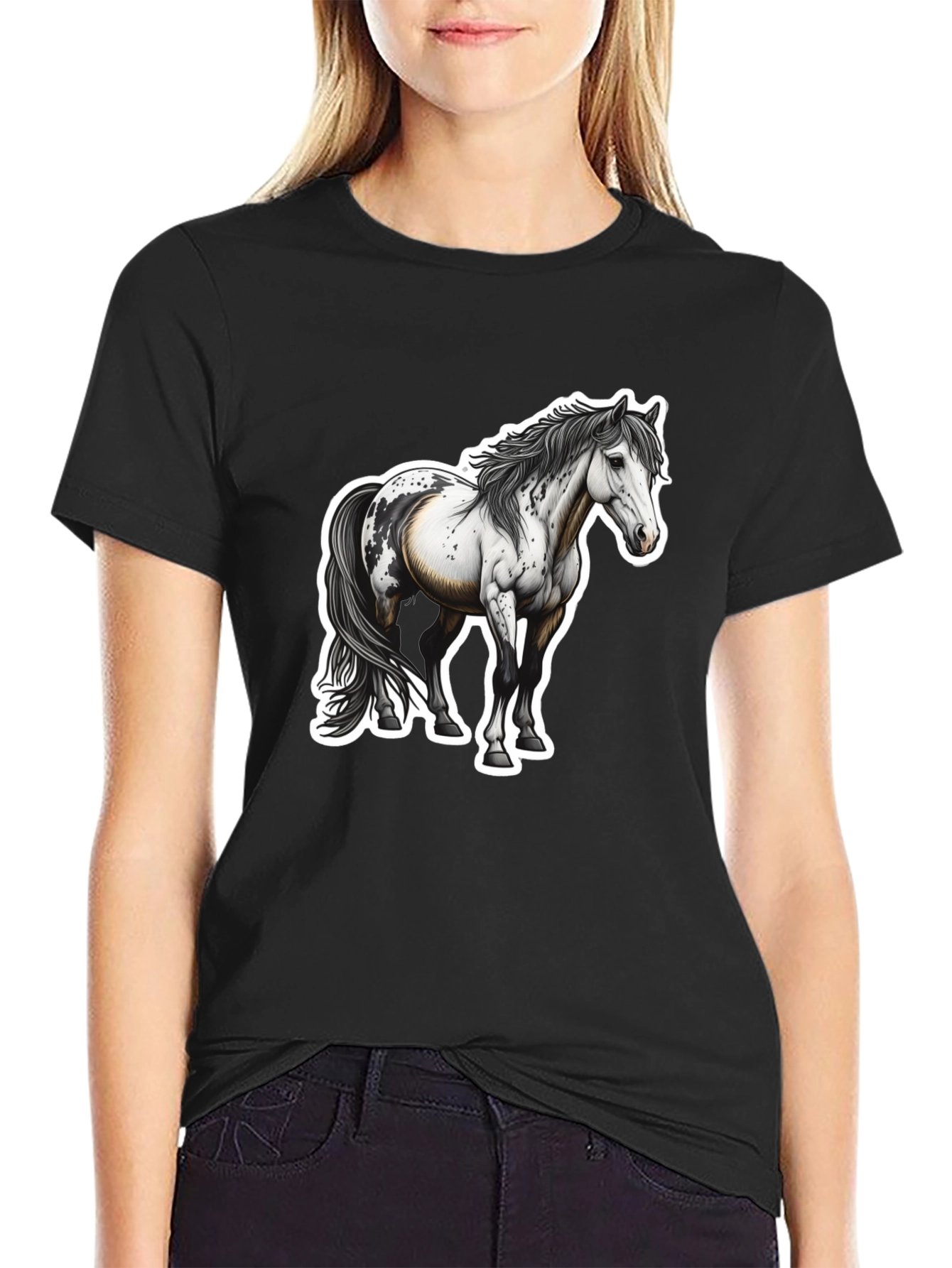 Horse Graphic Black Tee for Men