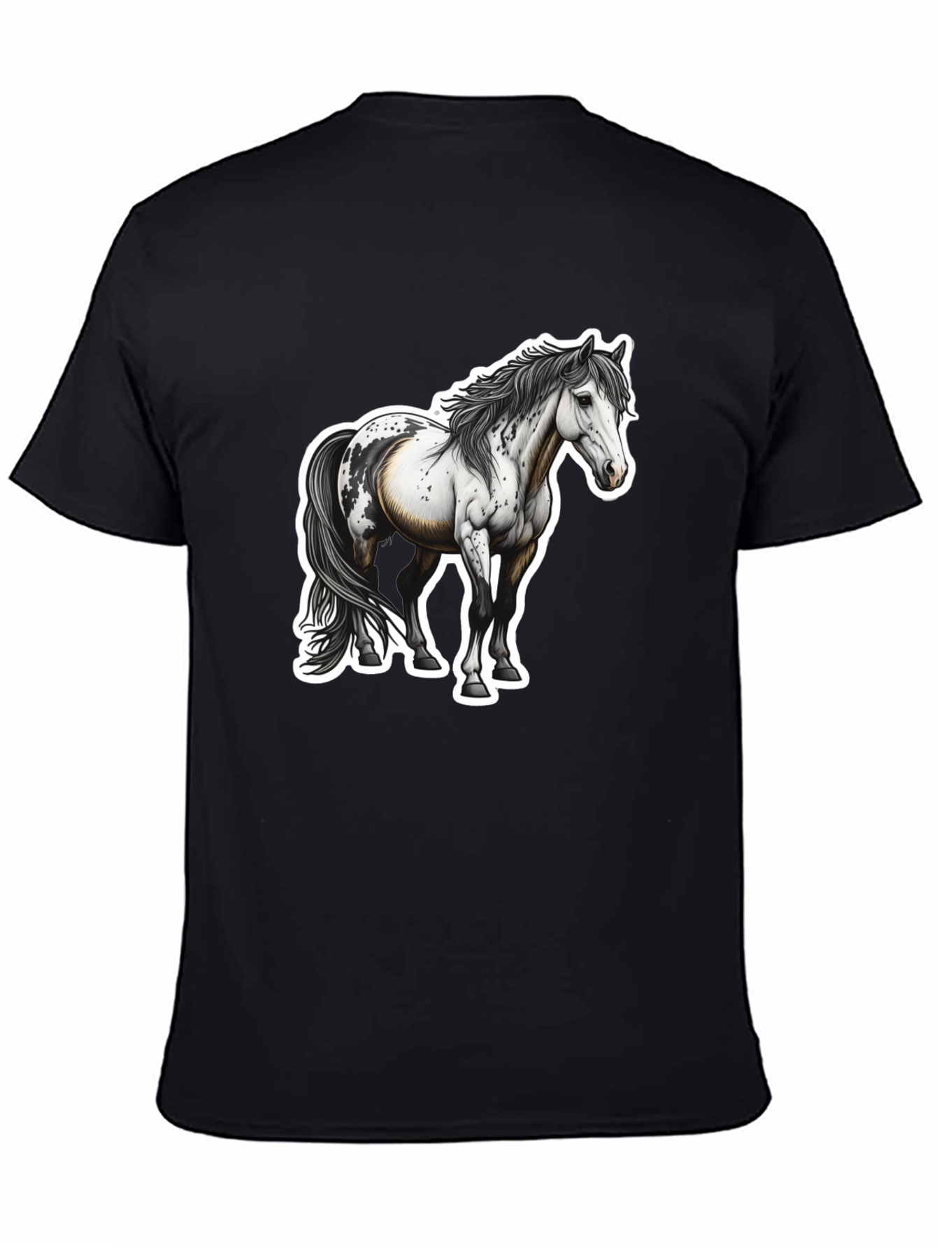 Horse Graphic Black Tee for Men