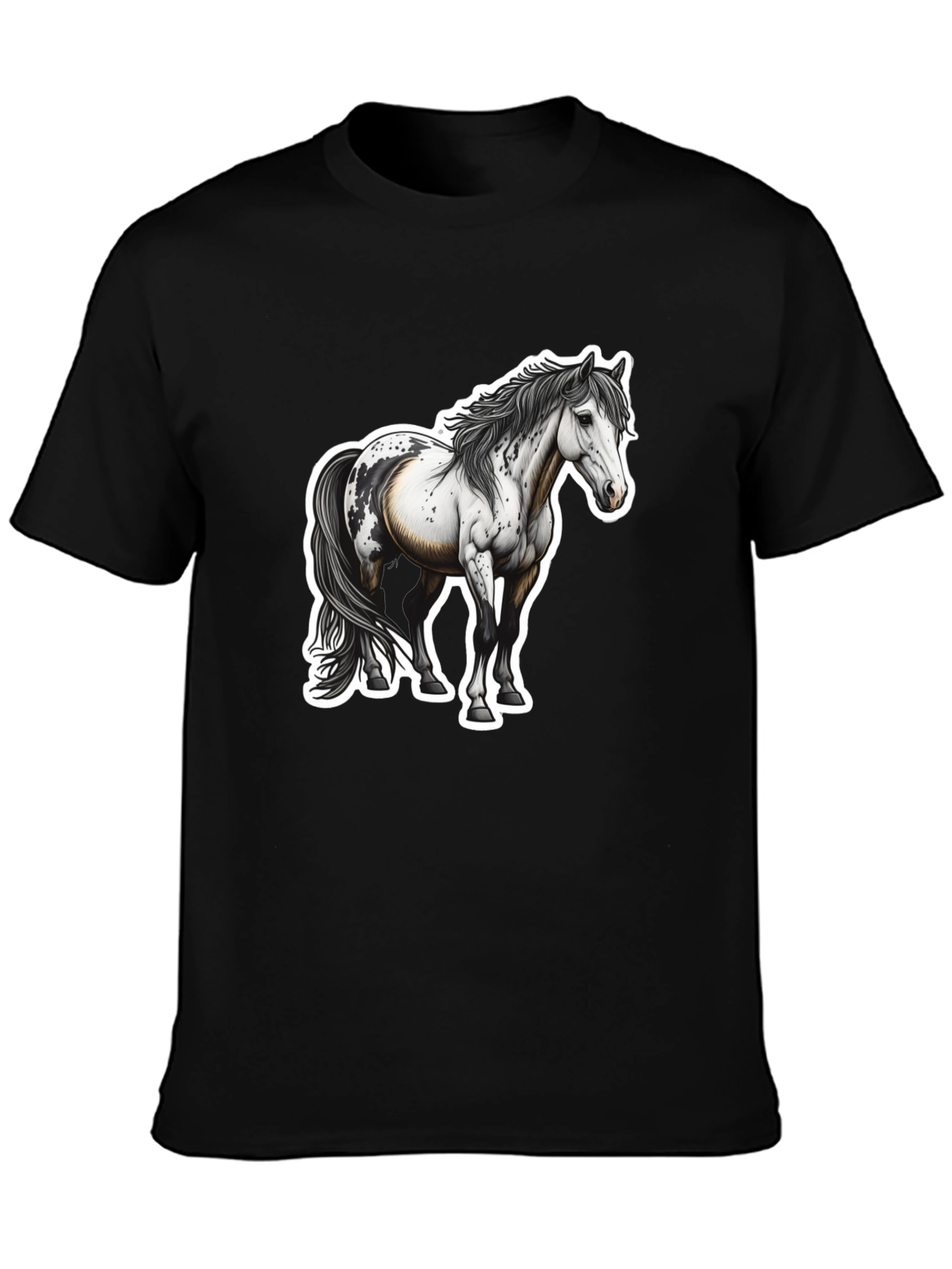 Horse Graphic Black Tee for Men
