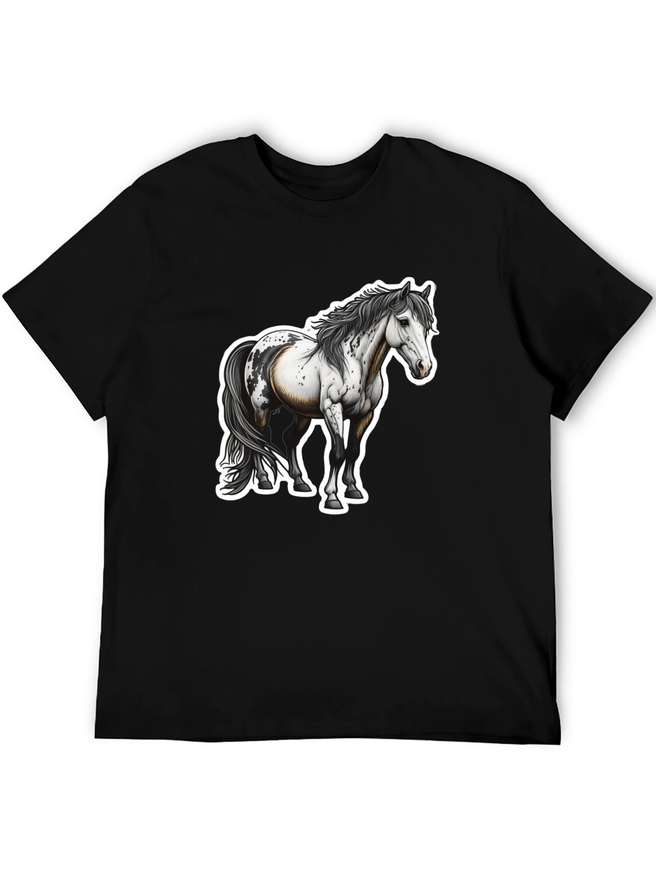 Horse Graphic Black Tee for Men