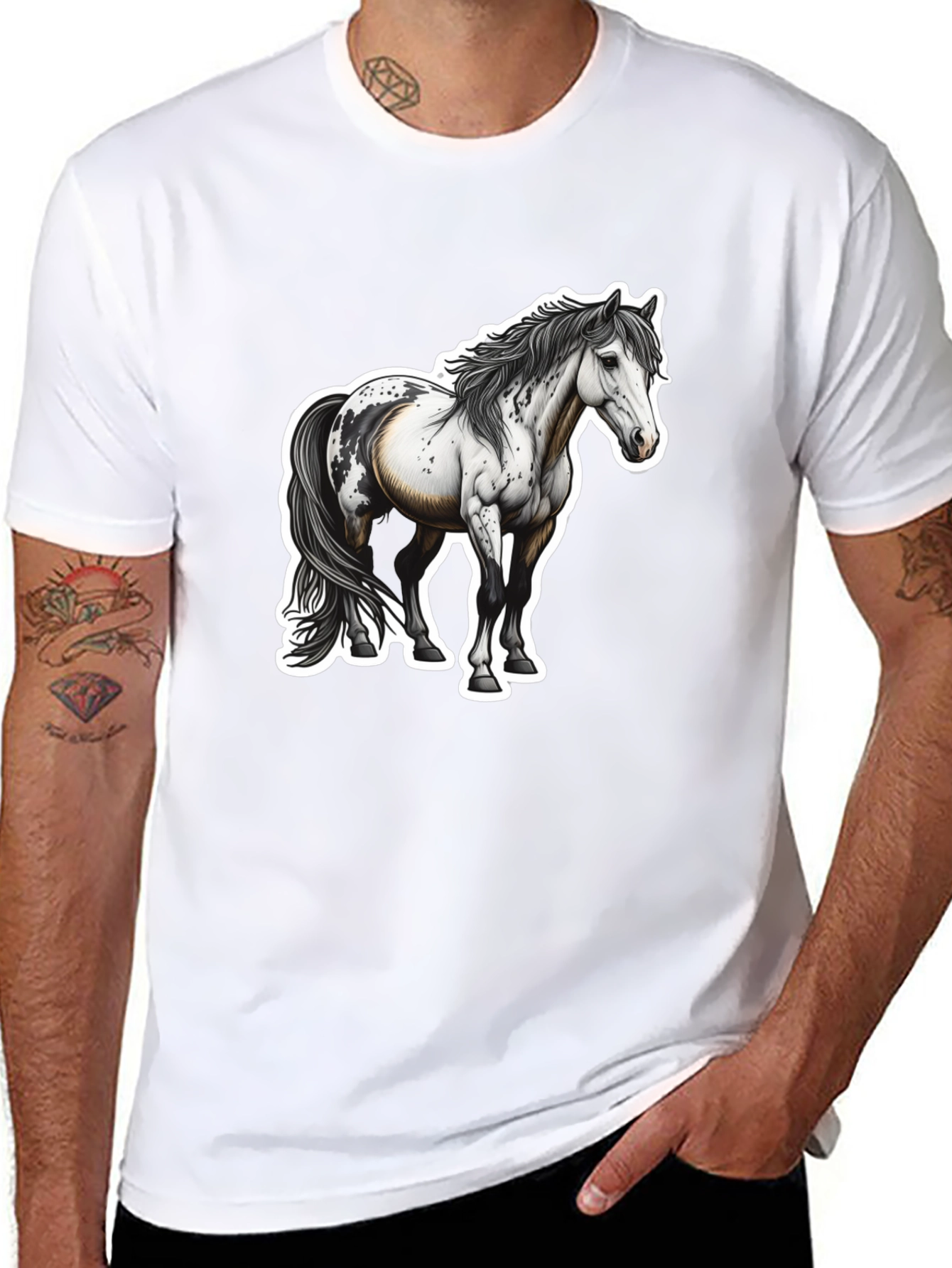 Horse Graphic Black Tee for Men