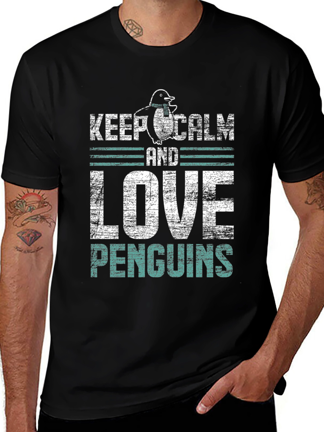 Keep Calm & Love Penguins Graphic T-Shirt